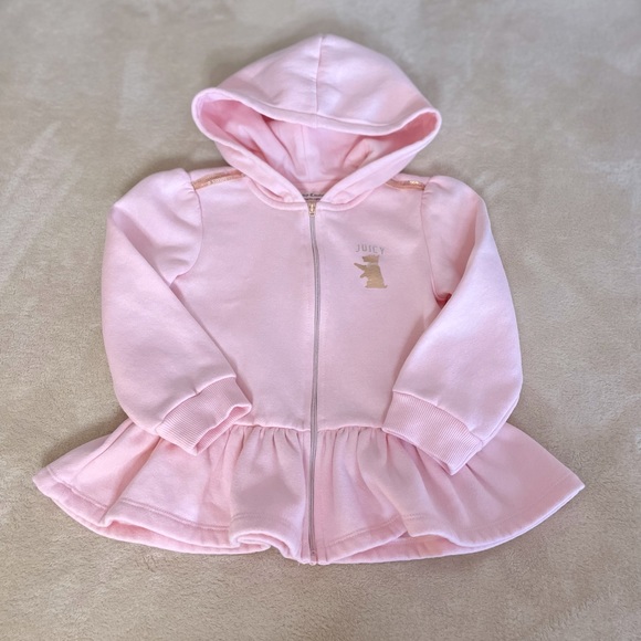 Juicy Couture Toddler Hooded Zip Logo Sweater - Size 3T - Picture 10 of 11